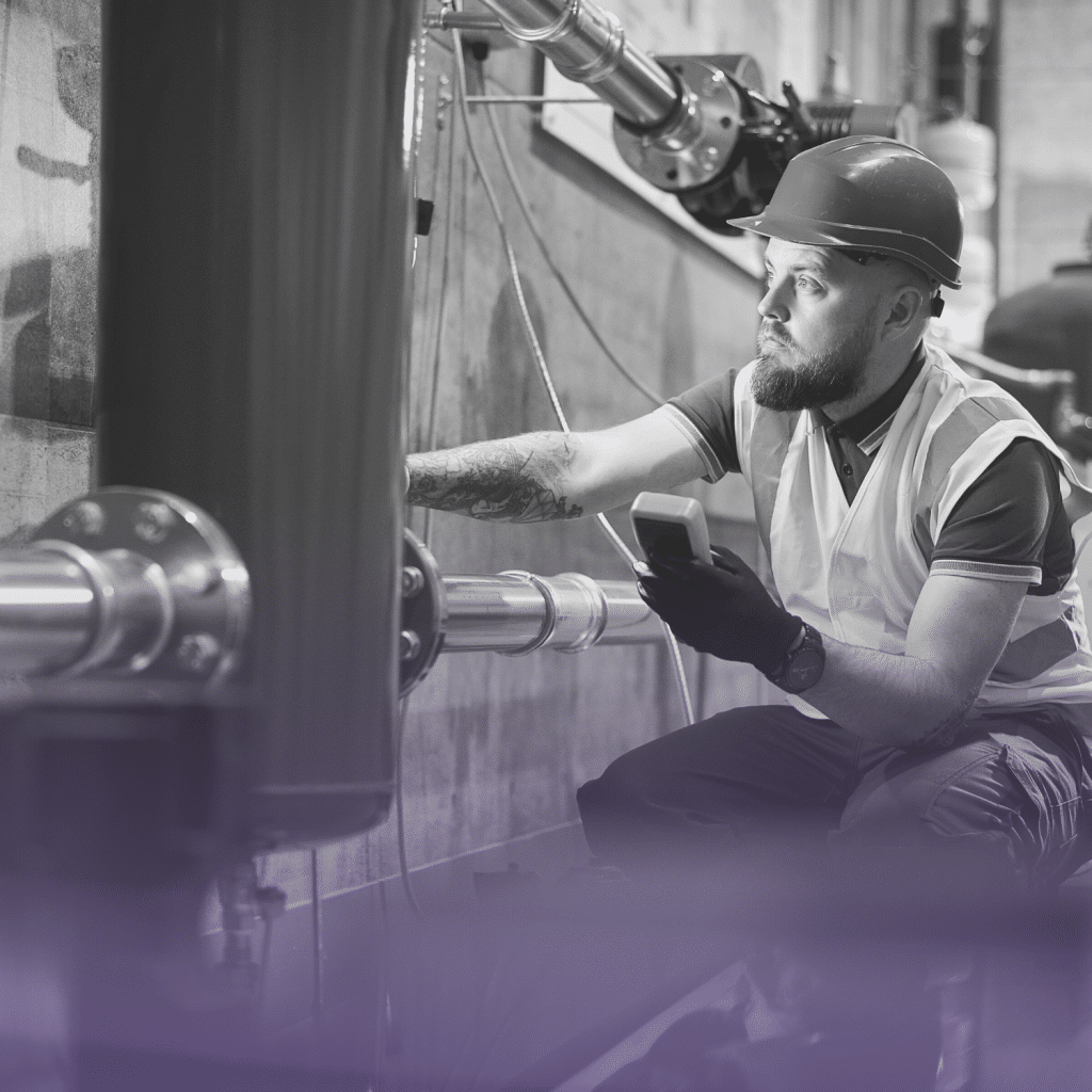 ISO 9001 Thumbnail 2 A main wearing PPE inspecting pipework