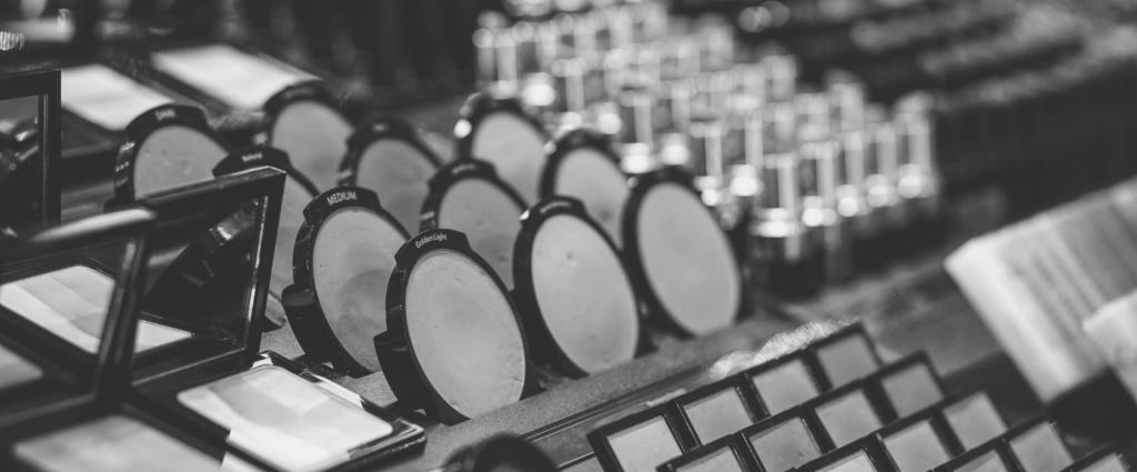 ISO 22716 Header B&W Close-up of a make-up products