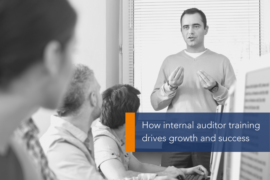 How internal auditor training drives growth and success MAIN A person talking to a group of people