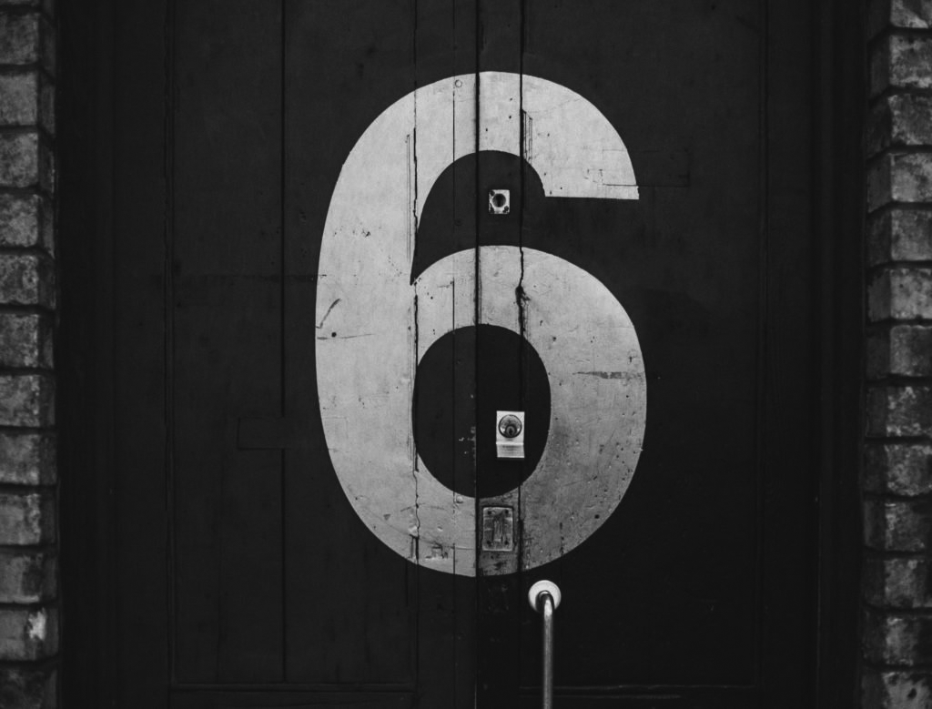 Number six on a door